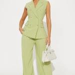 Melania Linen Pant Set - Green