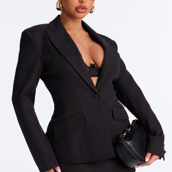 Femme Fatale Blazer Mini Skirt Set - Black