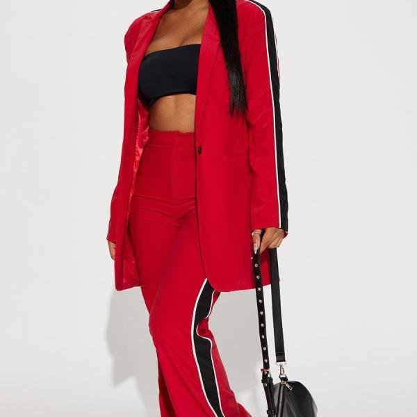 Always Focused Blazer Pant Set - Red