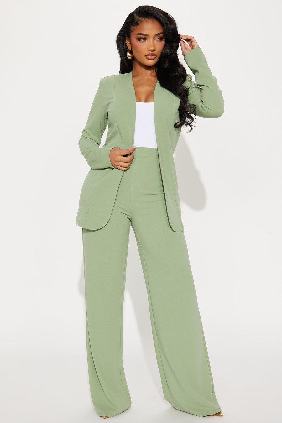 Payin' It Forward Wide Leg Pant Set - Sage