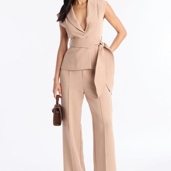 Defining Moves Vest Pant Set - Nude