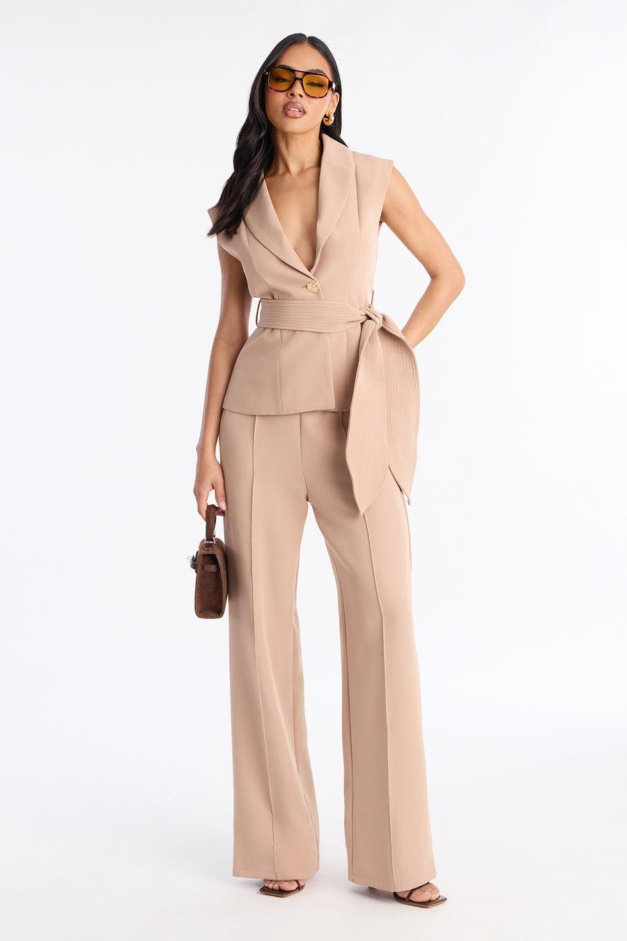 Defining Moves Vest Pant Set - Nude
